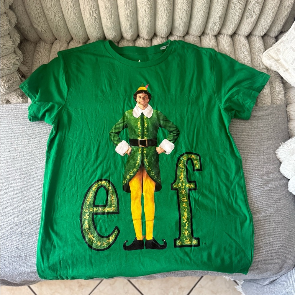 ELF Festive Green Tee with Character Print Unisex